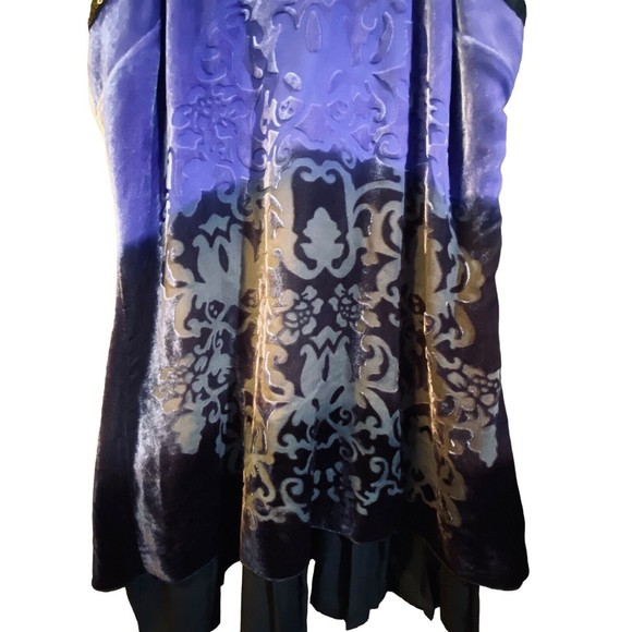 Free People Velvet Purple Ombre Forbidden Ivy FleurDeLis T-Strap Dress Size 4 - Picture 3 of 15